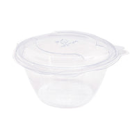 16oz (500ml) Round Salad Clamshell / Hinged Show Bowl - PLA Clear