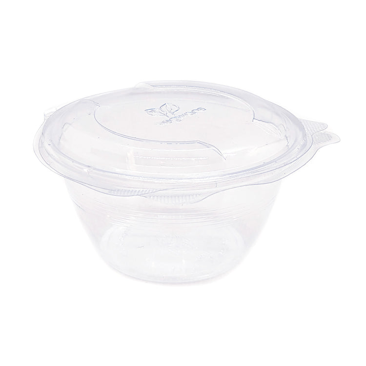 16oz (500ml) Round Salad Clamshell / Hinged Show Bowl - PLA Clear