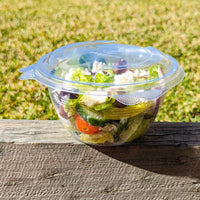16oz (500ml) Round Salad Clamshell / Hinged Show Bowl - PLA Clear