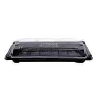 20 x 7 x 5cm PLA Black Sushi Tray & Clear Lid - Image #1