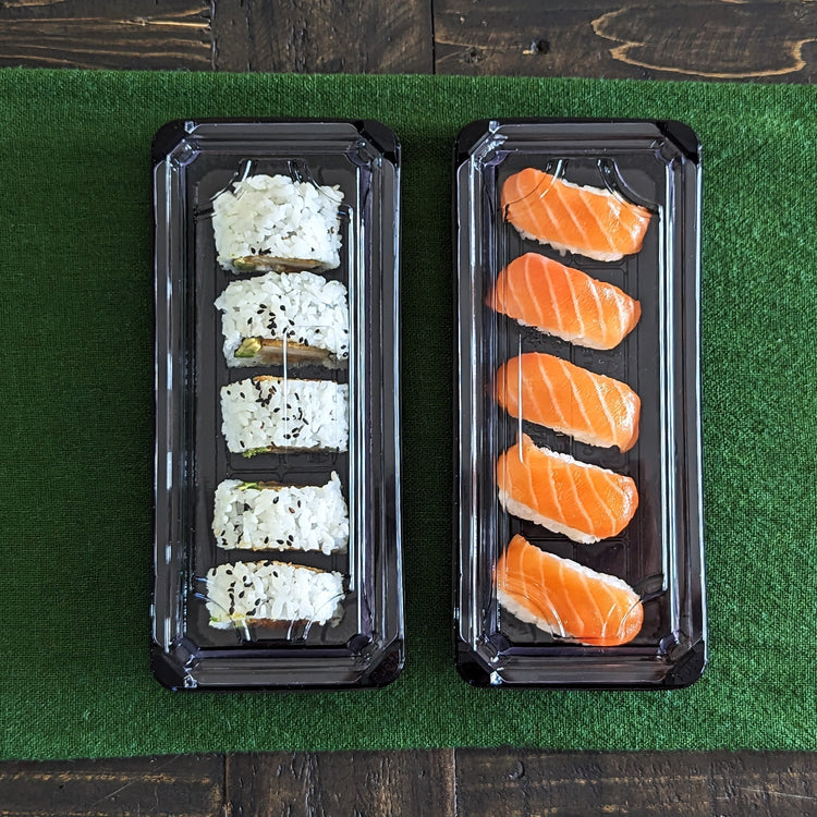 20 x 7 x 5cm PLA Black Sushi Tray & Clear Lid - Image #2