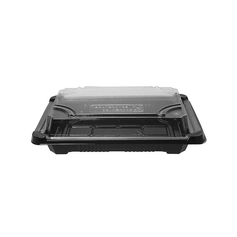 14.5 x 9 x 4cm PLA Black Sushi Tray & Clear Lid - Image #1