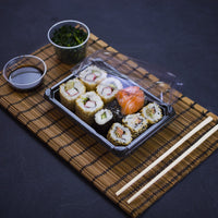 14.5 x 9 x 4cm PLA Black Sushi Tray & Clear Lid - Image #2