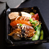 19 x 11 x 4.5cm PLA Black Sushi Tray & Clear Lid - Image #3