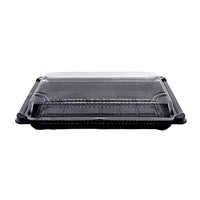 19 x 11 x 4.5cm PLA Black Sushi Tray & Clear Lid - Image #1
