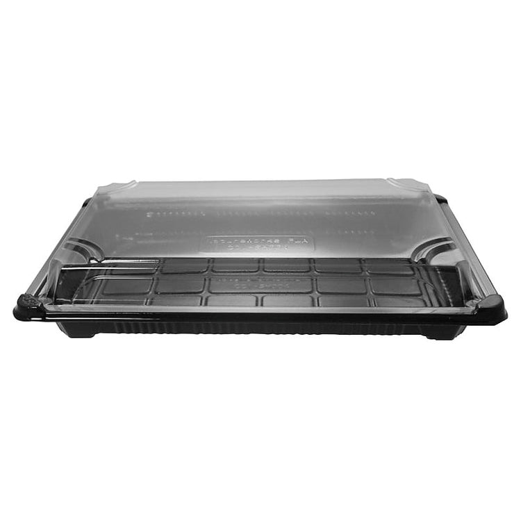 21 x 12 x 4cm PLA Black Sushi Tray & Clear Lid - Image #1