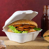 7" Burger Clam - Plant Fibre - PFAS Free - White - Image #3