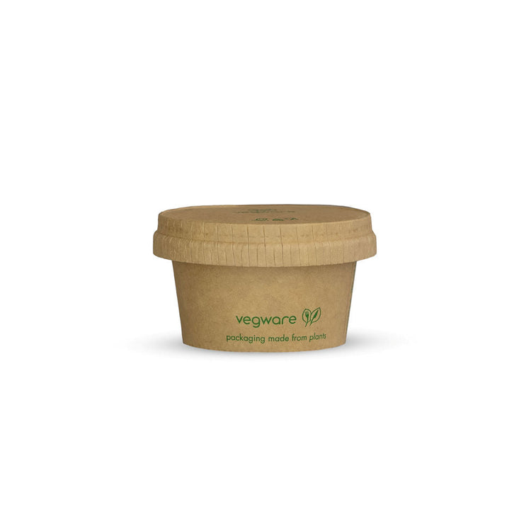 Paper Sauce Pot Lid fits 2.5oz (75ml) Pot - Kraft - Image #2