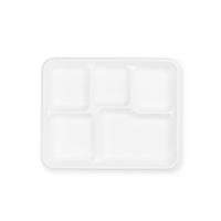 Meal Tray - 5 Sections White - Sugarcane - Image #1