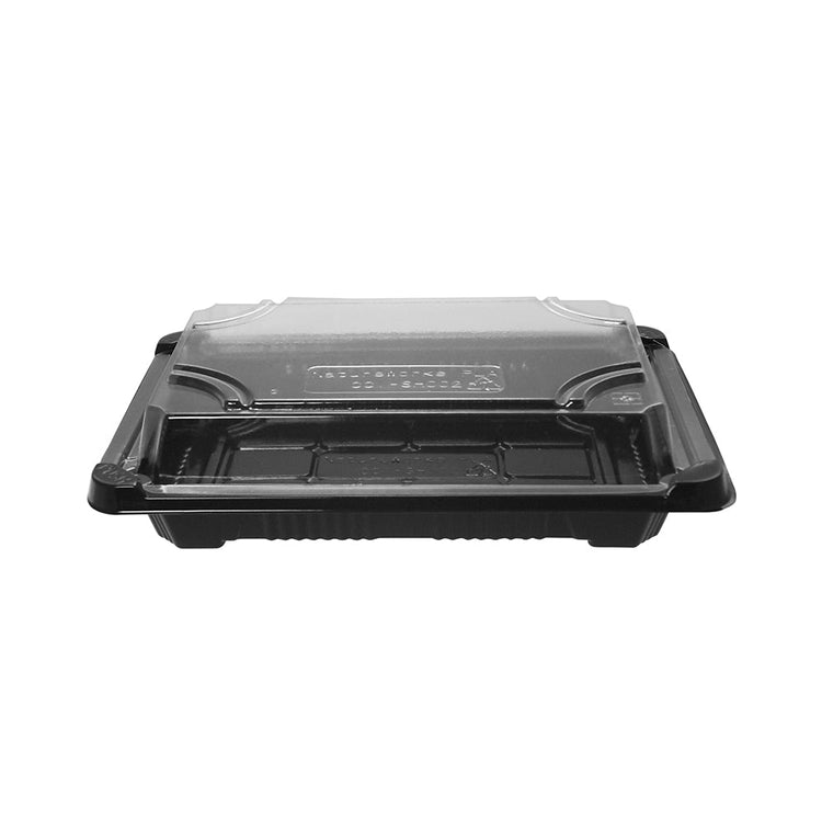 14.5 x 9 x 4cm PLA Black Sushi Tray & Clear Lid - Image #1