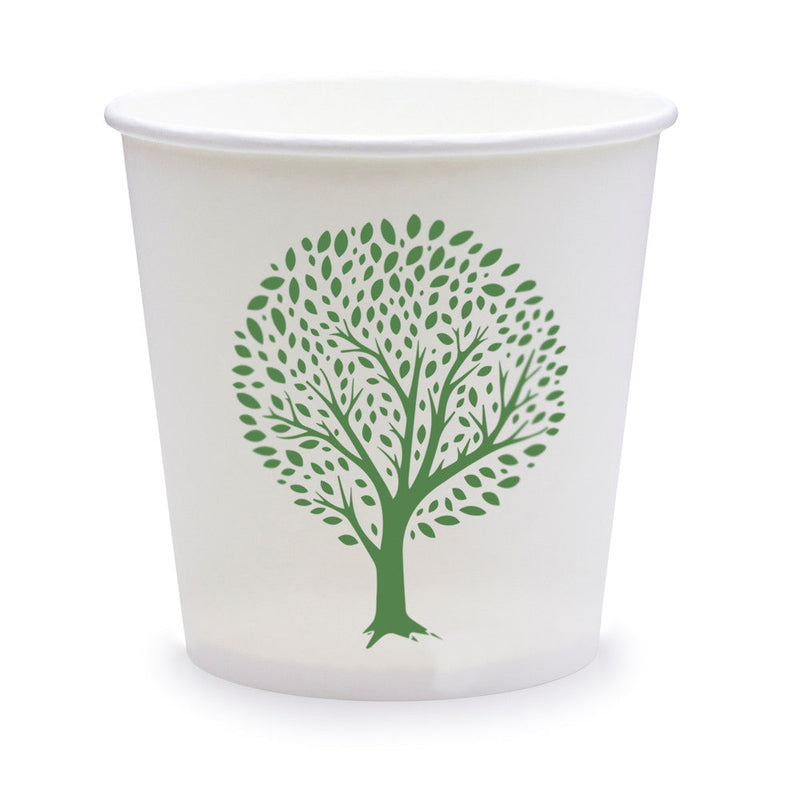 24oz (680ml) Tall Paper Bowl - PLA Lined - White Green Tree - 115 Series - Image #1