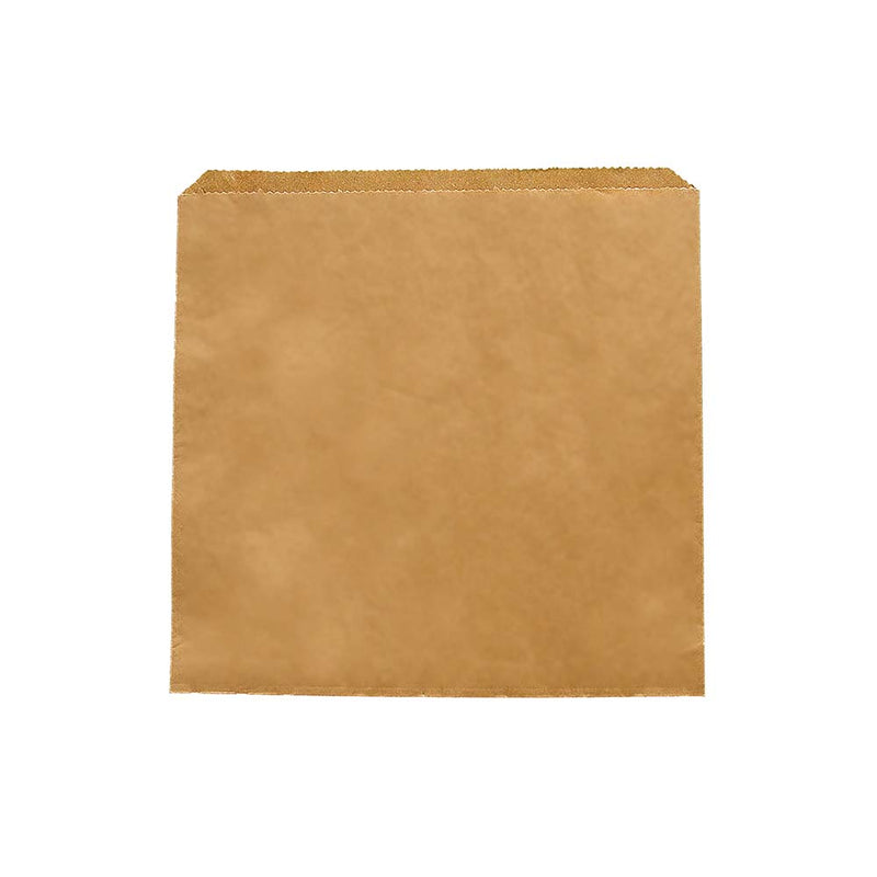 Recycled Paper Flat Bag 21.5cm (8.5inch) Square - Kraft Brown
