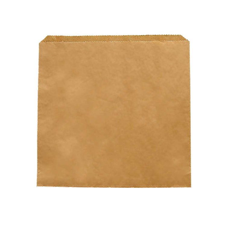 Recycled Paper Flat Bag 25.4cm (10inch) Square - Kraft Brown
