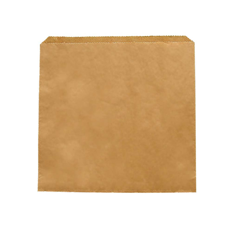 Recycled Paper Flat Bag 25.4cm (10inch) Square - Kraft Brown