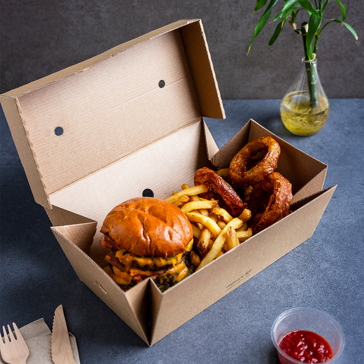 9 x 5 inch Premium Cardboard Burger Box - Kraft