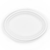10 inch Oval Bagasse Plate - White