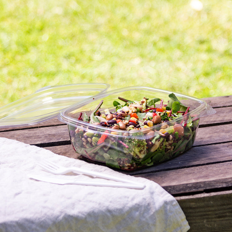48oz (1500ml) Rectangular Hinged Container/Clamshell - PLA Clear