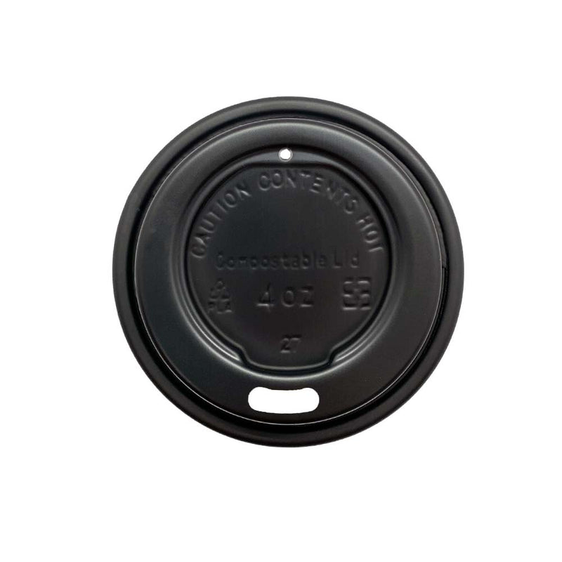 4oz Hot Lid - Flat Traveller - Bioplastic - Black - 62 Series
