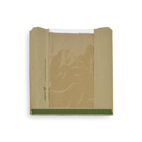 Paper Bag With Natureflex Window - 21.5cm Square - Kraft