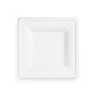 6 inch Square Bagasse Plate - White