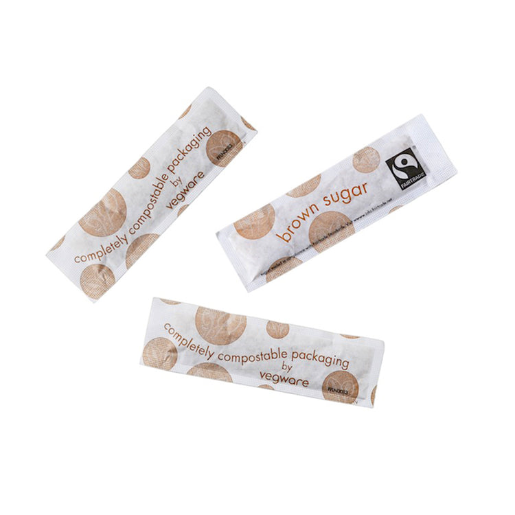 Fairtrade Raw Sugar Sticks - Compostable Wrap