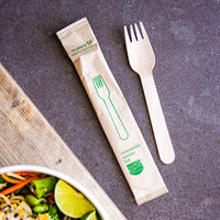 16cm Wooden Fork in Kraft Paper Bag