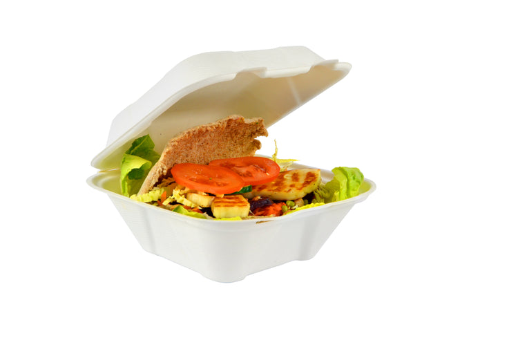 7" Burger Clam - Plant Fibre - PFAS Free - White