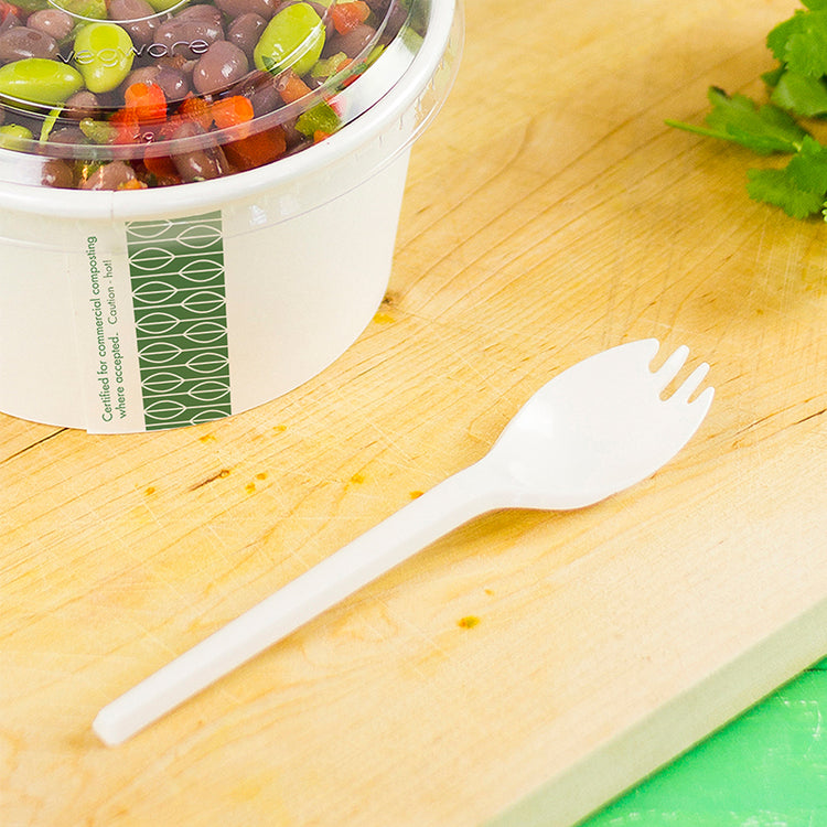 15cm CPLA / Bioplastic Spork - White